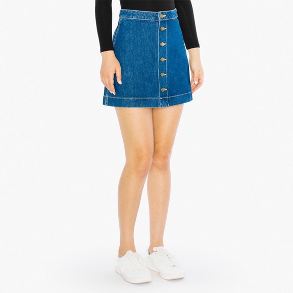 button down denim mini skirt